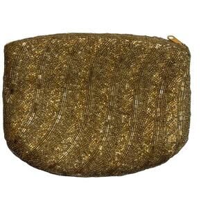 Vintage gold beaded clutch handbag purse